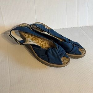 Fly London Blue Yakin Yala Suede Leather Slingback Platform Wedge Womens 41